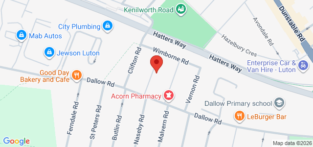 Map showing Dallow Karahi in Luton